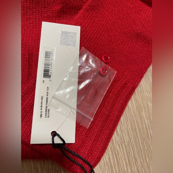 White+Warren Cashmere Ribbed Pop Top Gloves AUBURN RED for Christmas - Picture 4 of 6